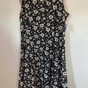 Perceptions Black and White Floral Midi Dress Perfect for Easter or Spring